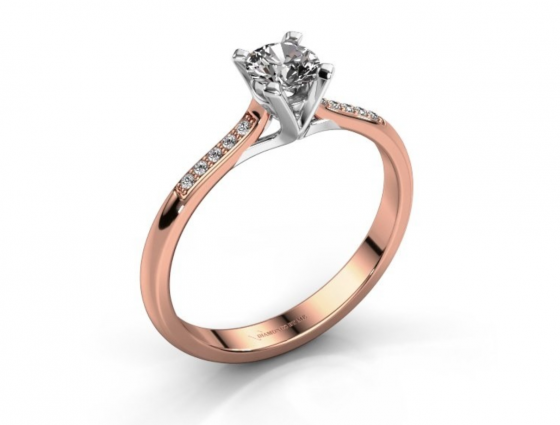 Pavé Solitär grazile Verlobungsring Roségold Lab-grown Diamant